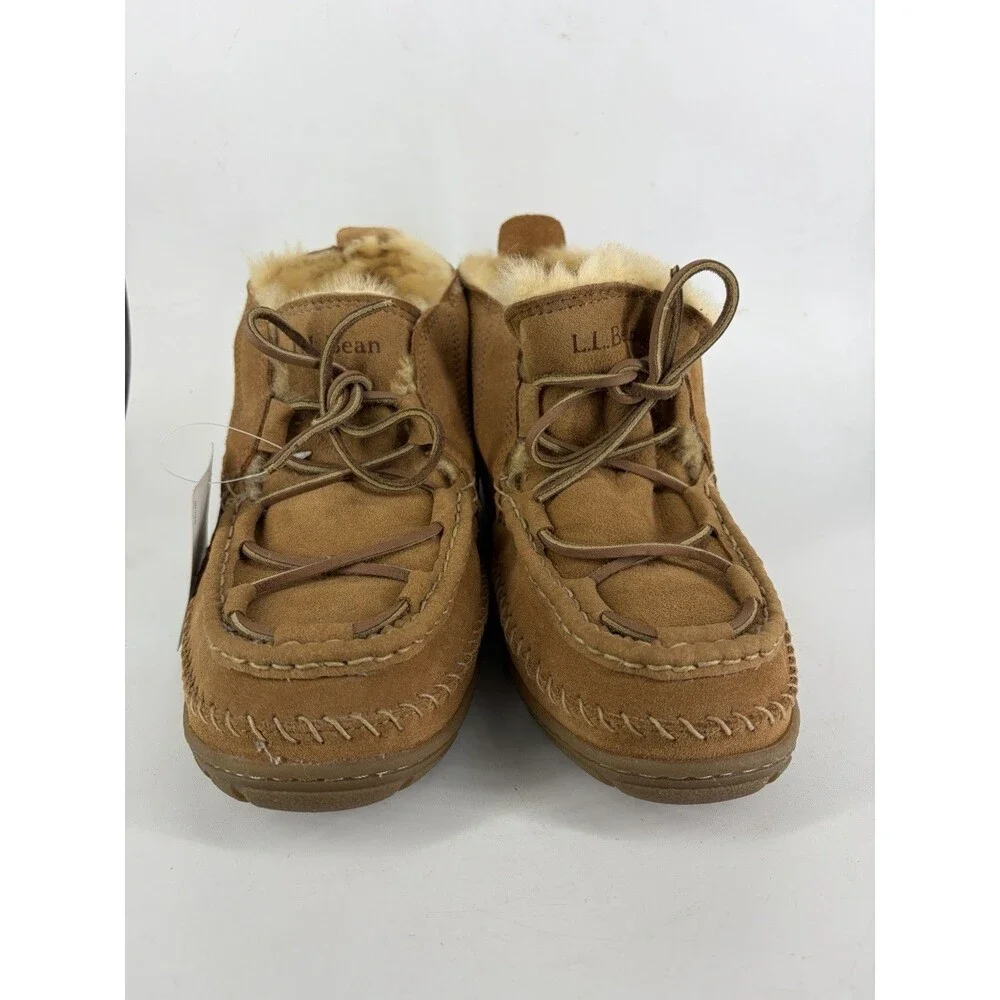 LL Bean Lodge Men's 9 Brown Suede Wicked Good Slipper Chukka Boots Shearling